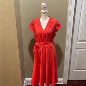 Sharagano Shoulder Dress Poppy Red